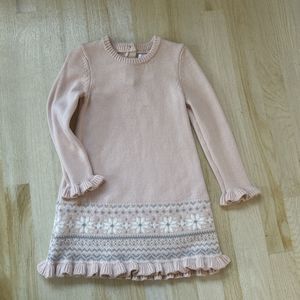 Adrienne Vittadini Bambini Dress Sweater Dress Long Sleeve Ruffle Hem Pink 4T